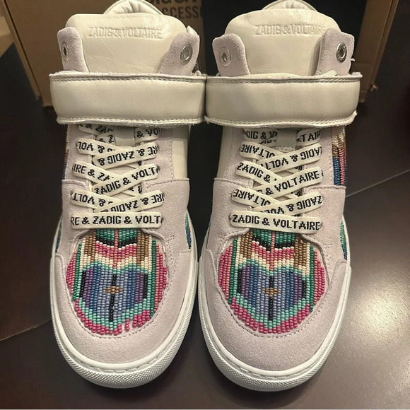 NIB Zadig & Voltaire ZV1747 MID FLASH FOLK BEADS Size 40 (US9) White Blanc - Picture 4 of 10